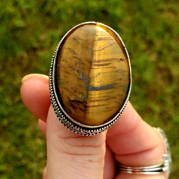 New Amazing Oversized Tiger Eye 925 Silver Ring. - Picture 4 of 16